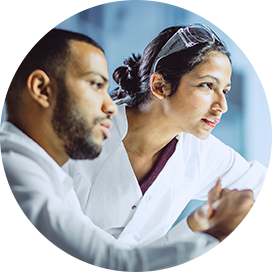 Two researchers working together.